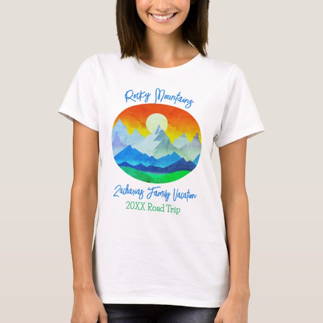 Rocky Mountains Family Vacation Road Trip T-Shirt (Front)