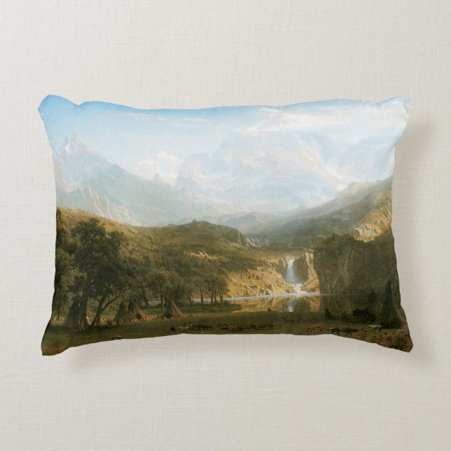 Rocky Mountains, Lander's Peak by Albert Bierstadt Decorative Cushion (Front)