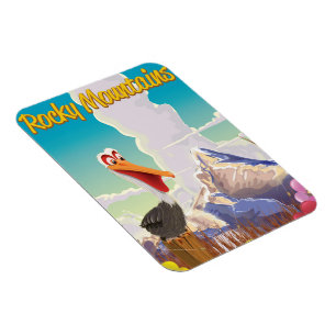 Rocky Mountains Pelican travel poster Magnet