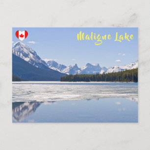 Rocky mountains reflecting in Maligne Lake Postcard