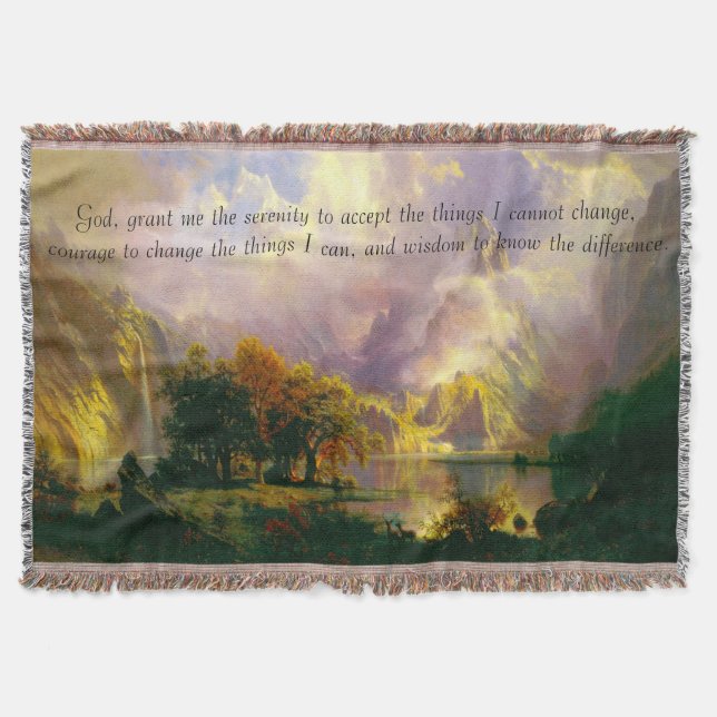 Rocky mountains  serenity prayer throw blanket (Front)