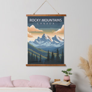 Rocky Mountains – Vintage Travel Poster of Canada’ Hanging Tapestry
