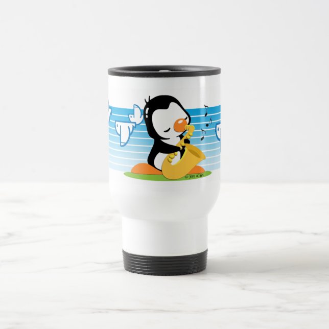 Rocky Plays Saxophone Travel/Commuter Mug (Center)