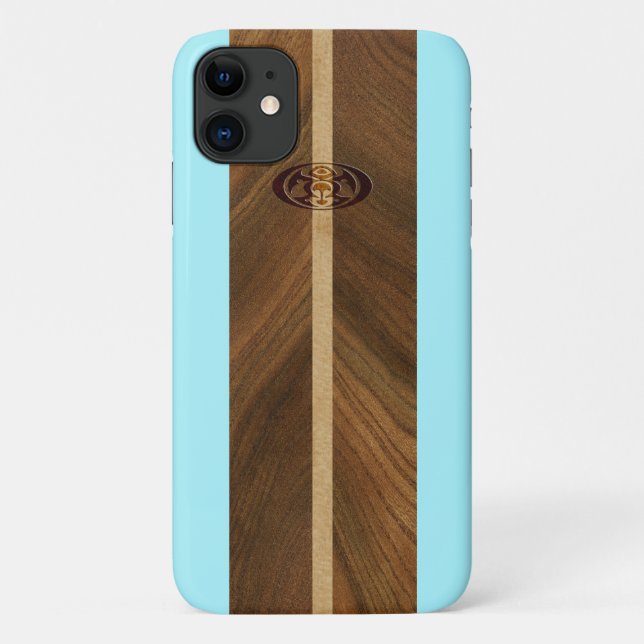 Rocky Point Hawaiian Faux Wood Surfboard Case-Mate iPhone Case (Back)