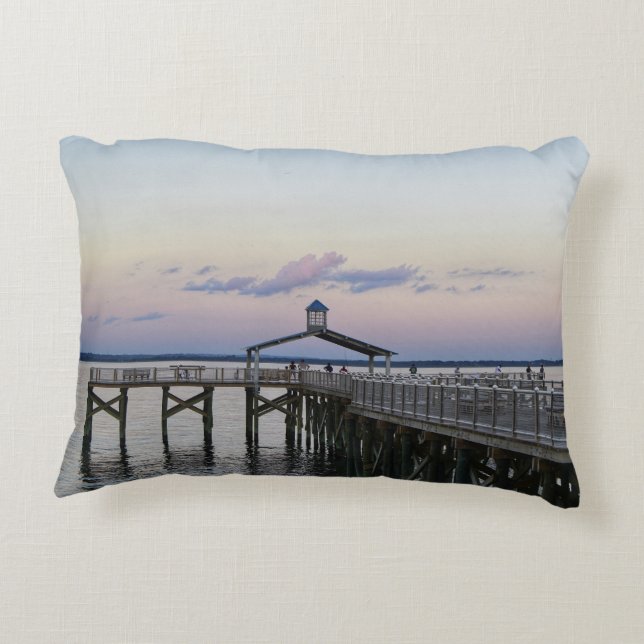 Rocky Point Park Fishing Pier Decorative Cushion (Back)