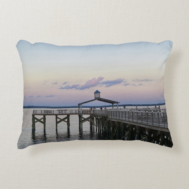 Rocky Point Pier Old & New Decorative Cushion (Front)
