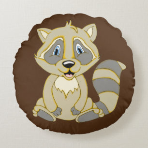 Rocky Racoon Round Throw Pillow