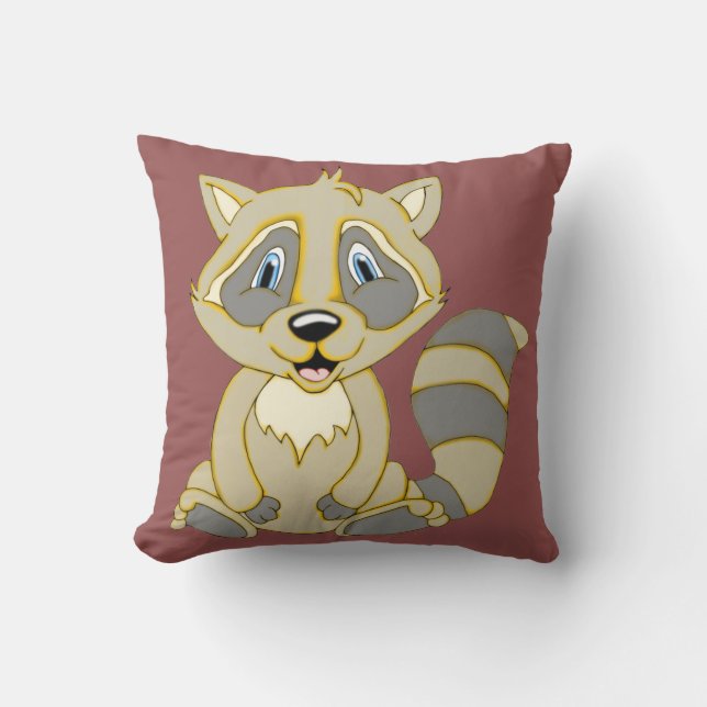Rocky Racoon Square Pillow (Front)