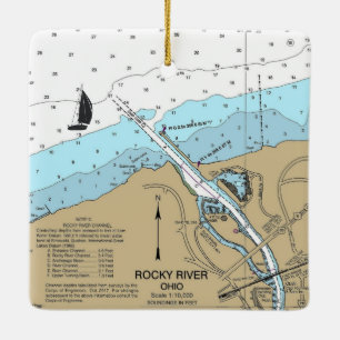 Rocky River Ohio Nautical Chart Ceramic Ornament