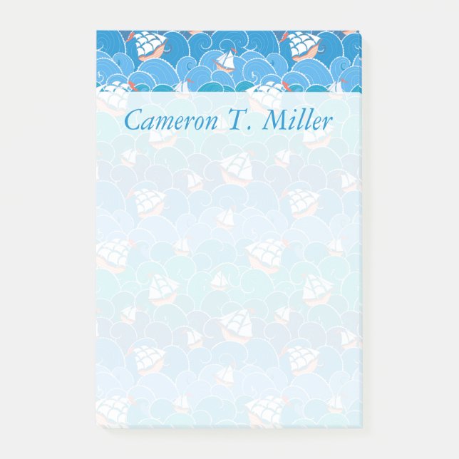 Rocky Sea Pattern | Add Your Name Post-it Notes (Front)