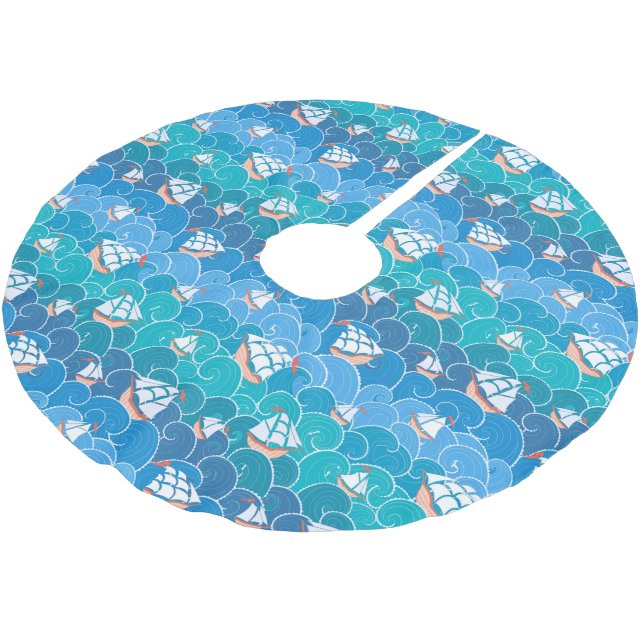 Rocky Sea Pattern Brushed Polyester Tree Skirt (Angled)