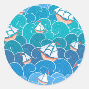 Rocky Sea Pattern Classic Round Sticker