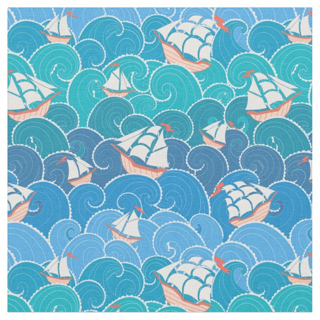 Rocky Sea Pattern Fabric (Close Up)