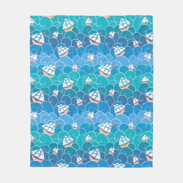 Rocky Sea Pattern Fleece Blanket (Front)