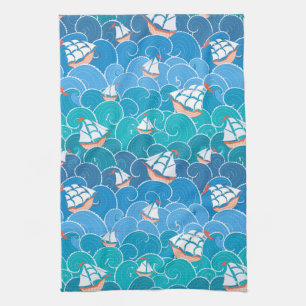 Rocky Sea Pattern Tea Towel