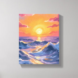 Rocky Seas Ocean Waves Watercolor Painting Sea Canvas Print
