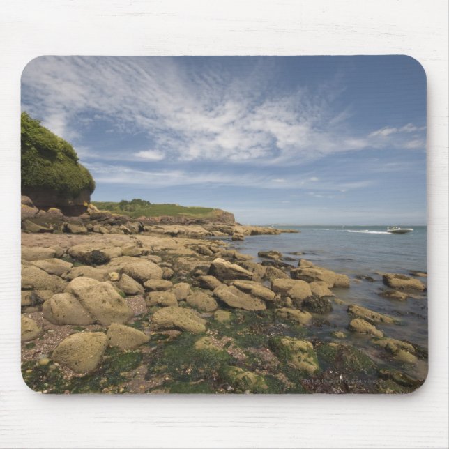 Rocky Seaside With Motorboat Travelling Mouse Pad (Front)