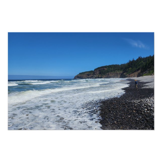 Rocky shore ocean waves art poster (Front)