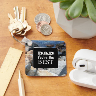 Rocky Shore Sea Photo Father's Day Bible Verse  Key Ring