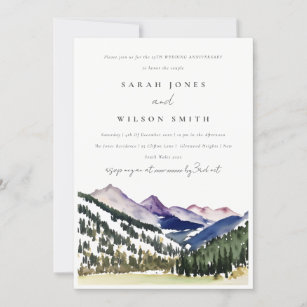 Rocky Snow Mountain Landscape Wedding Anniversary  Invitation