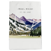 Rocky Snow Mountain Watercolor Landscape Wedding Medium Gift Bag (Front)