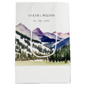 Rocky Snow Mountain Watercolor Landscape Wedding Medium Gift Bag (Back)