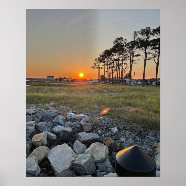 Rocky Waterscape Sunset Photo Poster (Front)