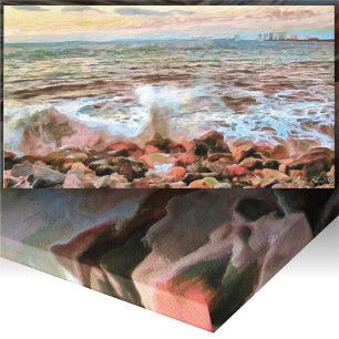 Rocky Waves 0742 Art Canvas Print