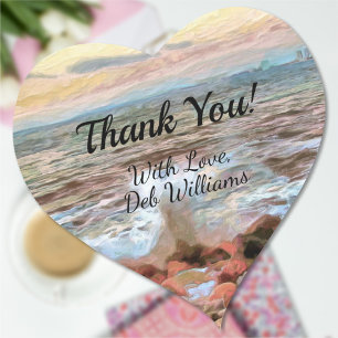 Rocky Waves Thank you 0742 Heart Sticker