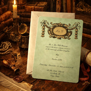 Rococo 1691 Crest Monogram Customisable Colours Invitation