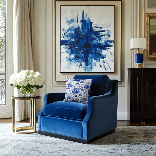 Rococo Blue Floral Elegance Cushion (Creator Uploaded)