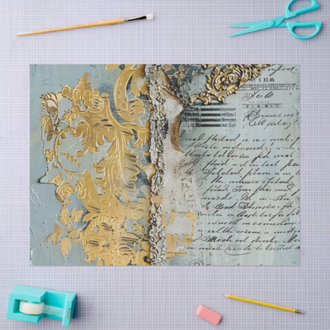 Rococo Blue Gold Italian Romantic  Tissue Paper (Craft)