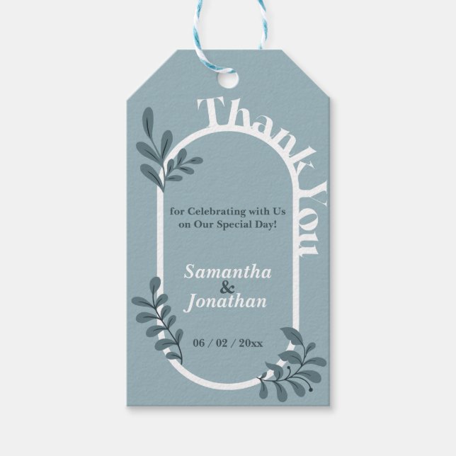 Rococo Blue Simple Wedding Gift Tags (Front)