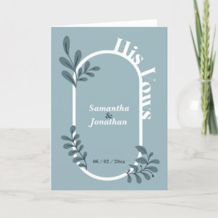 Rococo Blue Simple Wedding His Vows Card