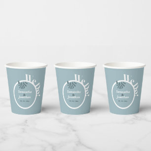 Rococo Blue Simple Wedding Paper Cups