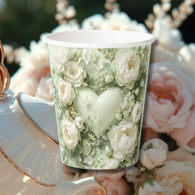 Rococo Butterfly Garden Galentine Floral Elegance Paper Cups (Creator Uploaded)