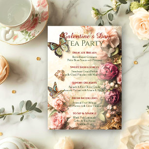Rococo Butterfly Garden Galentine Tea Party Menu Invitation