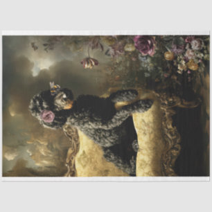 Rococo Buzz Black Poodle Vintage Oil Painting Tissue Paper