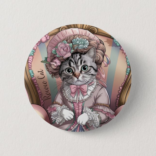 Rococo Cat 6 Cm Round Badge (Front)