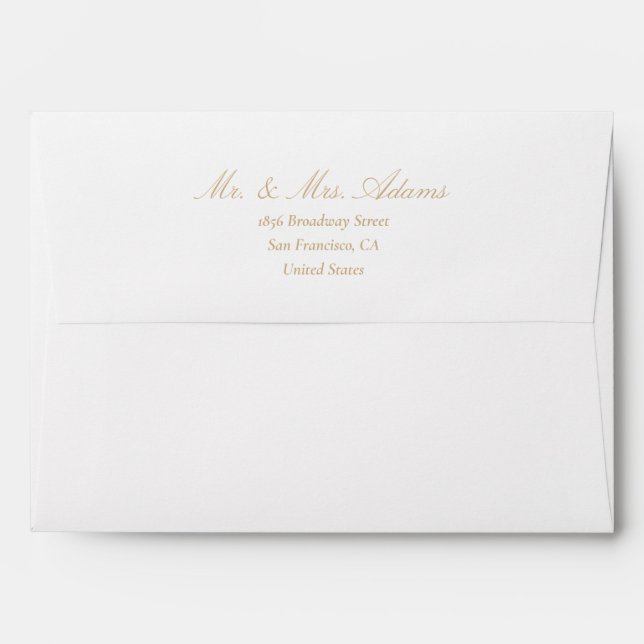 Rococo Champagne Pre-Addressed Wedding Invite Envelope (Back (Top Flap))