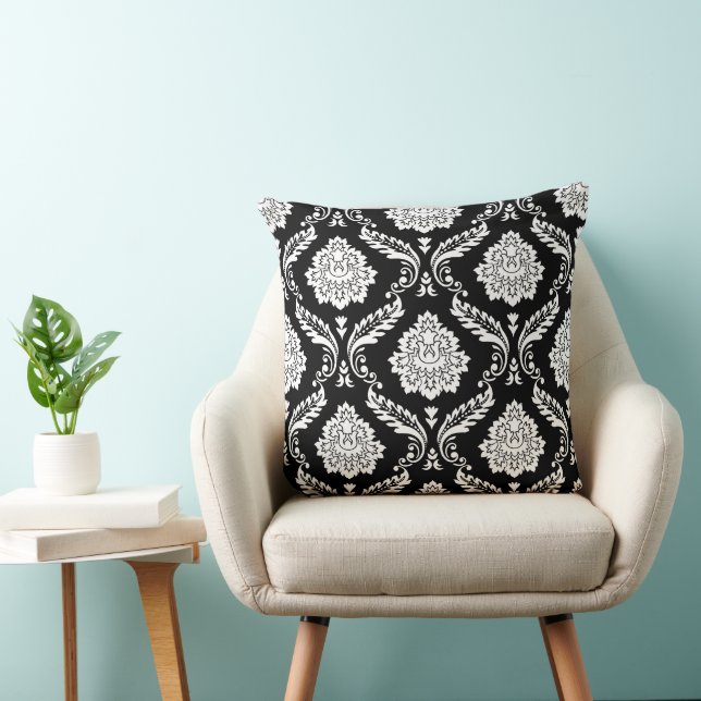 Rococo Damask 2Way Big Pattern BW Cushion (Chair)