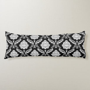 Rococo Damask 2Way Pattern Black+White Body Cushion