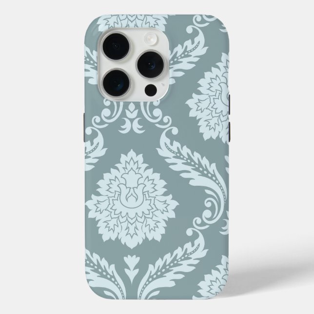 Rococo Damask Art I Duck Egg Blue+Teal Case-Mate iPhone Case (Back)