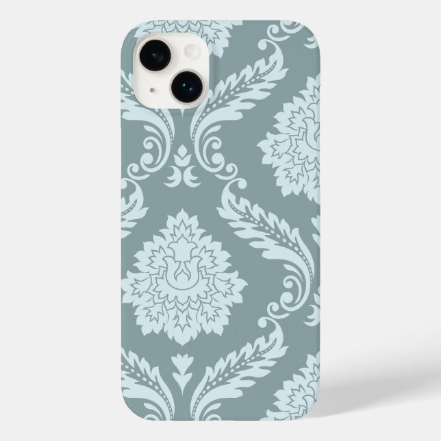 Rococo Damask Art I Duck Egg Blue+Teal Case-Mate iPhone Case (Back)
