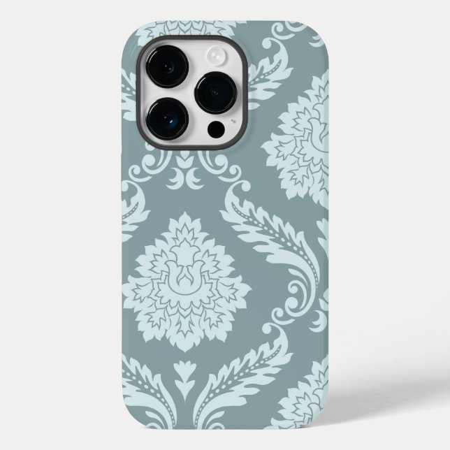 Rococo Damask Art I Duck Egg Blue+Teal Case-Mate iPhone Case (Back)