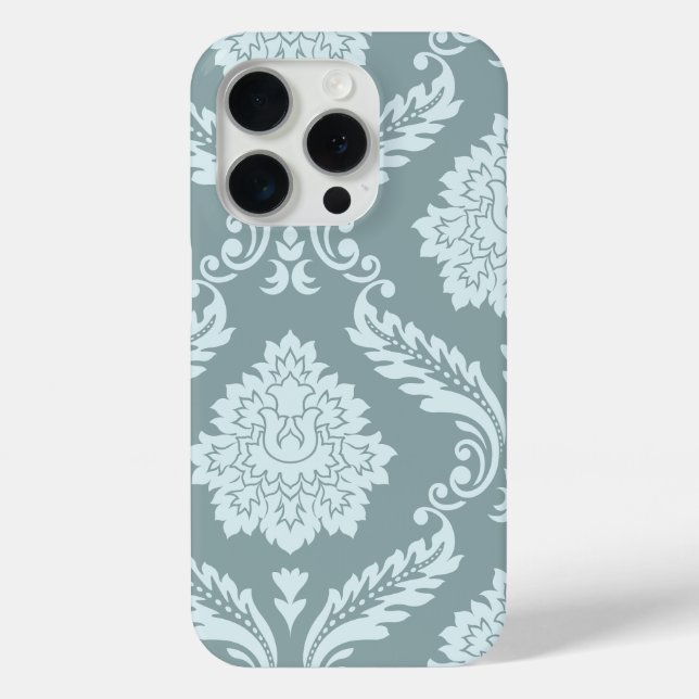 Rococo Damask Art I Duck Egg Blue+Teal Case-Mate iPhone Case (Back)
