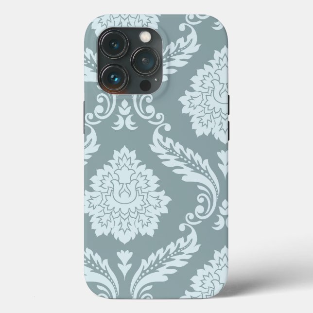Rococo Damask Art I Duck Egg Blue+Teal Case-Mate iPhone Case (Back)