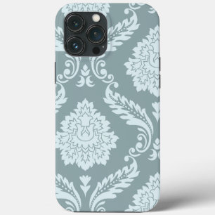 Rococo Damask Art I Duck Egg Blue+Teal iPhone 13 Pro Max Case