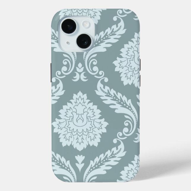 Rococo Damask Art I Duck Egg Blue+Teal Case-Mate iPhone Case (Back)