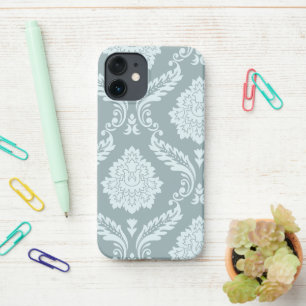 Rococo Damask Art I Duck Egg Blue+Teal iPhone 12 Mini Case
